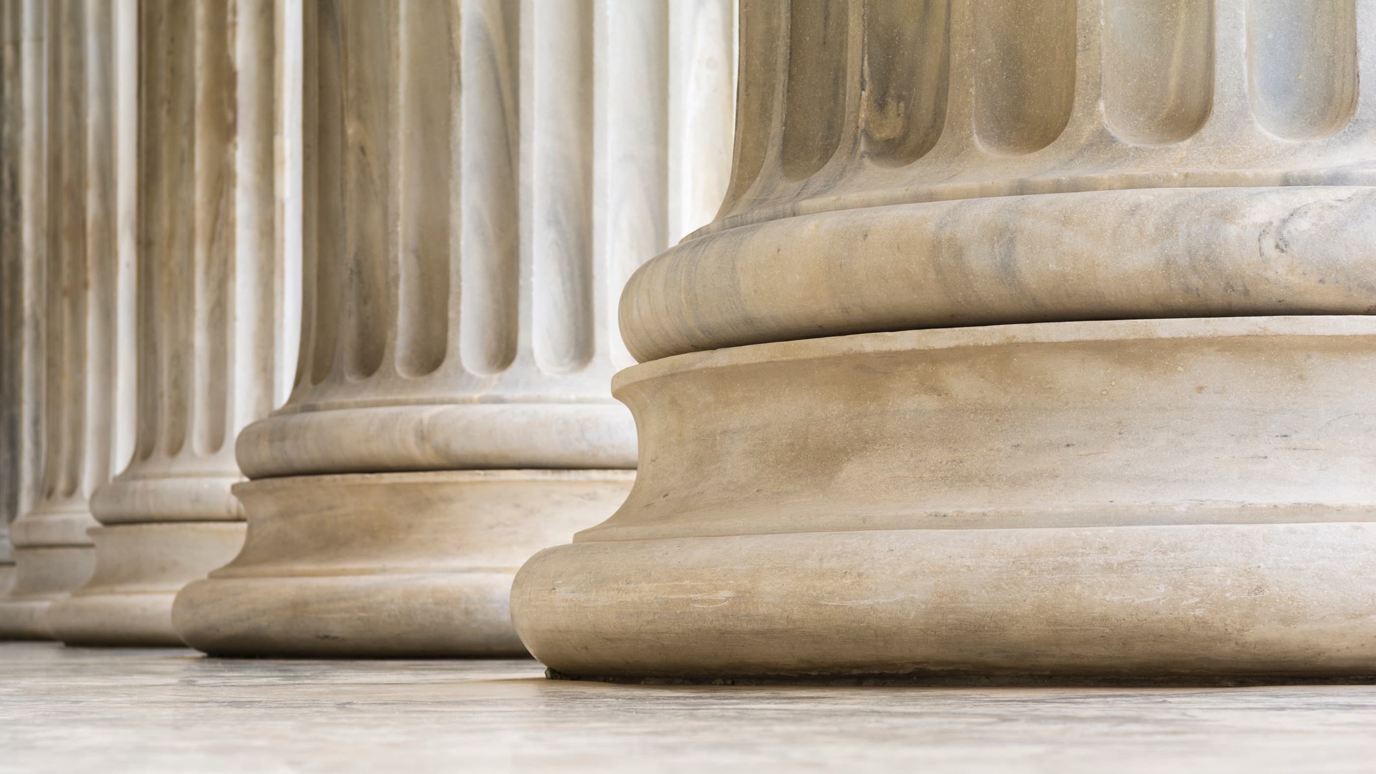 Classical fluted marble columns