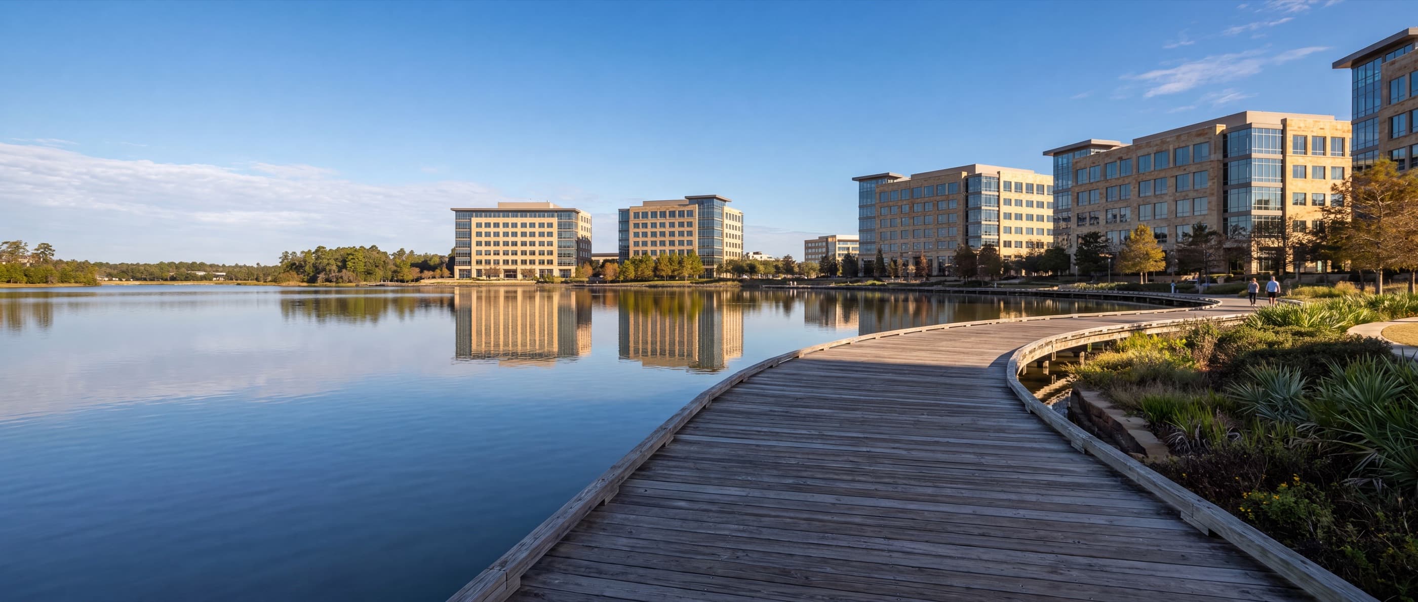 The Hughes Landing office district on the Lake Woodlands waterfront in The Woodlands, Texas